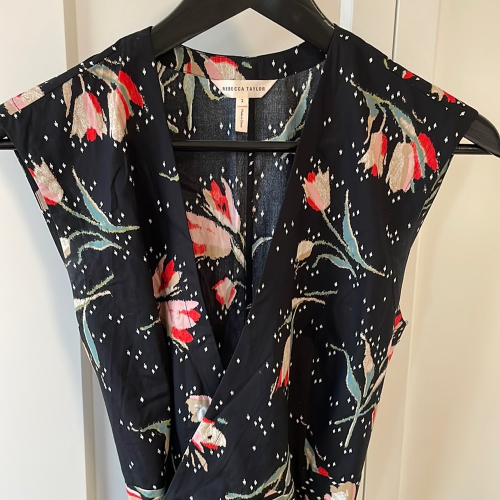 Rebecca Taylor Black Floral Midi Dress